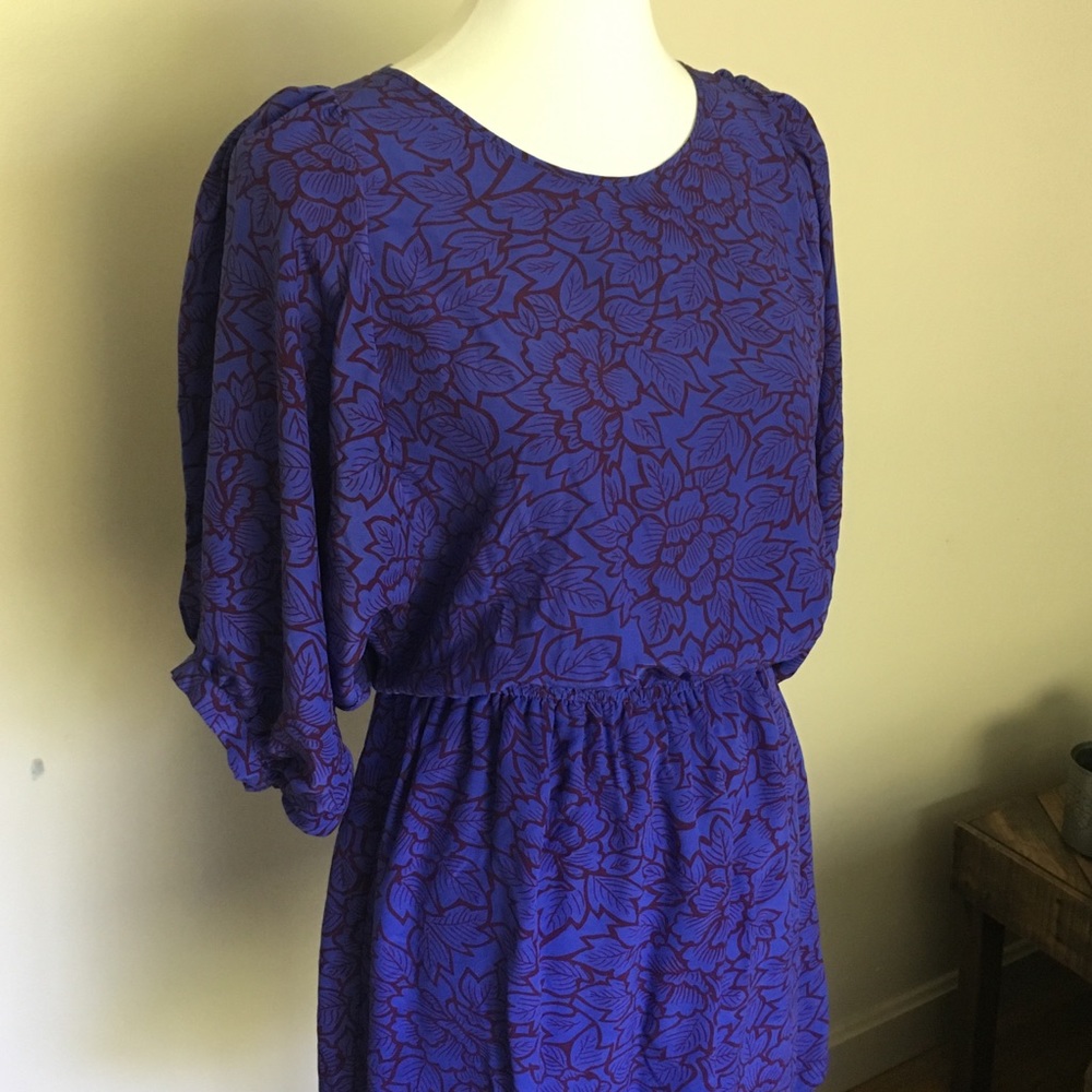 🎉 Rippa Silk Wide Sleeve Leaf Print Dress - Picture 2 of 6